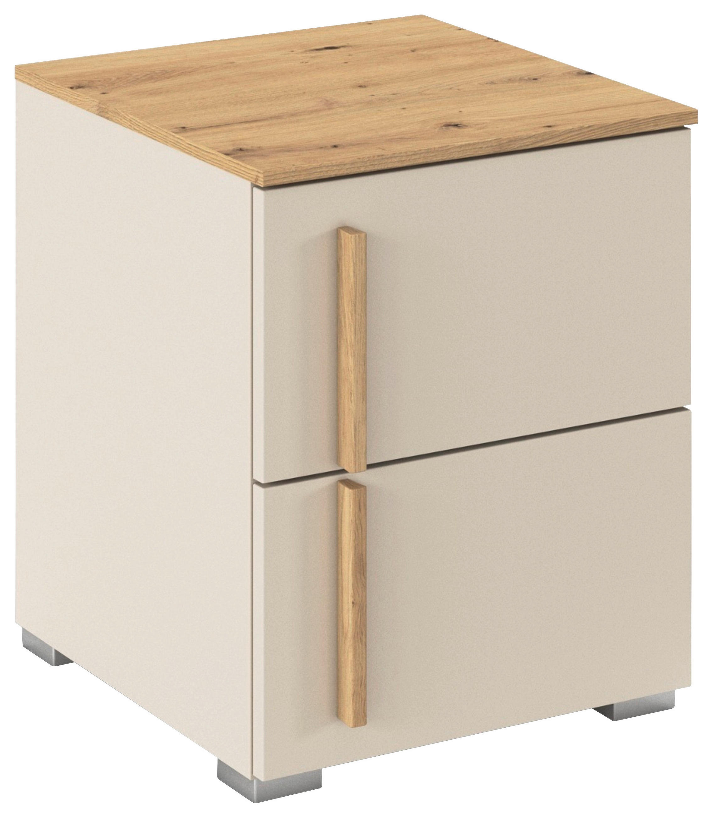 NACHTKÄSTCHEN 40/49/42 cm  in Champagner, Eiche Artisan  - Champagner/Alufarben, KONVENTIONELL, Holz/Holzwerkstoff (40/49/42cm) - Stylife