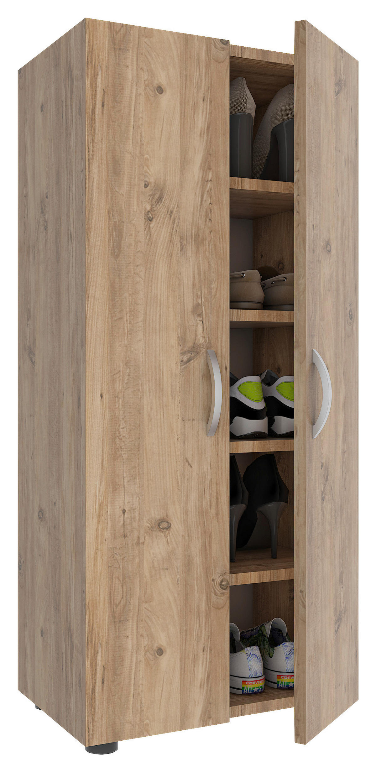 SCHUHSCHRANK  in 49/108/30 cm  - Honigeiche/Alufarben, MODERN, Holzwerkstoff/Kunststoff (49/108/30cm) - MID.YOU