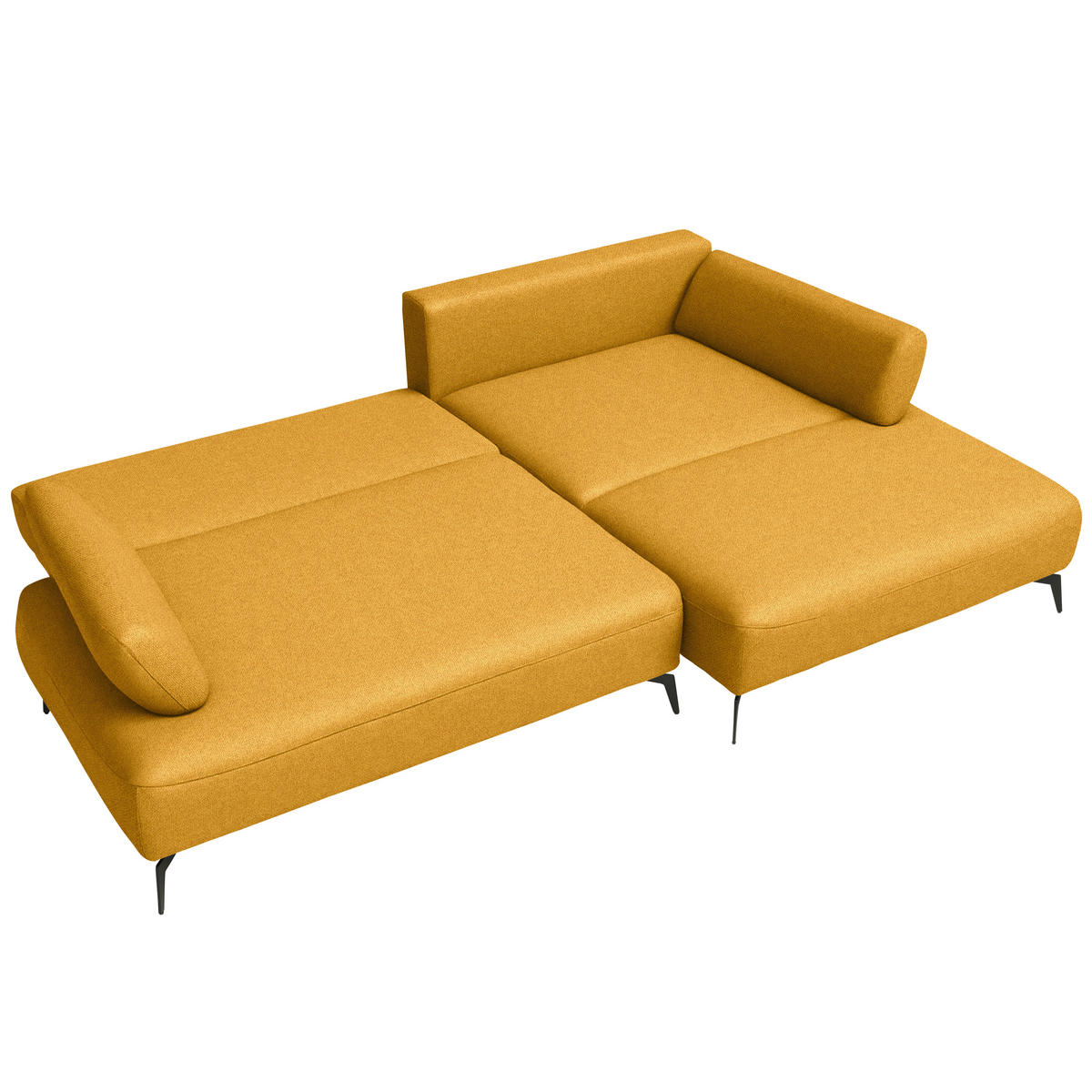 ECKSOFA Struktur Senfgelb  - Senfgelb/Schwarz, Design, Textil/Metall (284/186cm) - Lomoco