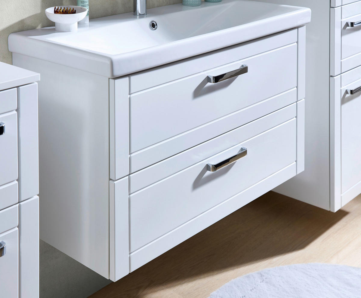 BADEZIMMER 6-teilig  in 160 cm  - Chromfarben/Weiß Hochglanz, MODERN, Glas/Keramik (160cm) - Sadena