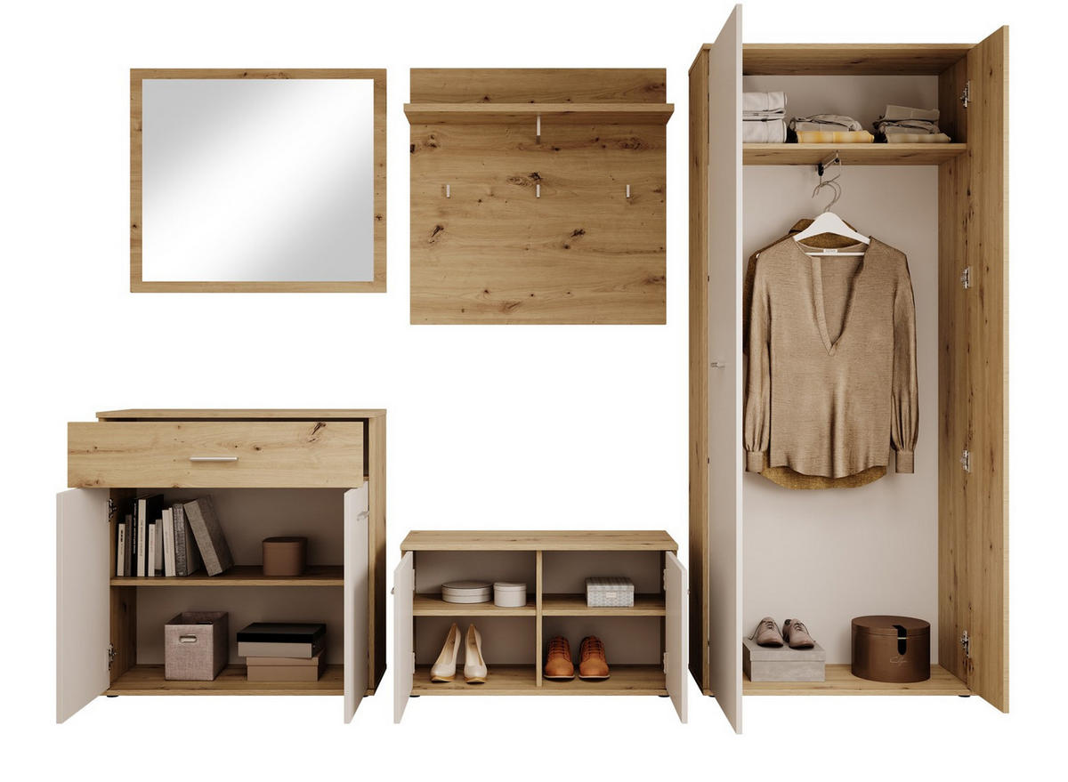GARDEROBE - Weiß/Eiche Artisan, Design, Holzwerkstoff (260/190/35cm) - MID.YOU