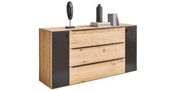 SIDEBOARD Eichefarben 182/90,3/47,1 cm - Eichefarben/Anthrazit, Natur, Glas/Holz (182/90,3/47,1cm) - Valnatura