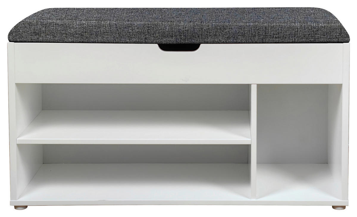 GARDEROBENBANK - Weiß/Grau, Basics, Kunststoff/Textil (80/44/30cm) - Carryhome