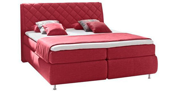 BOXSPRINGBETT 180/200 cm  in Rot  - Rot/Alufarben, KONVENTIONELL, Textil/Metall (180/200cm) - Dieter Knoll