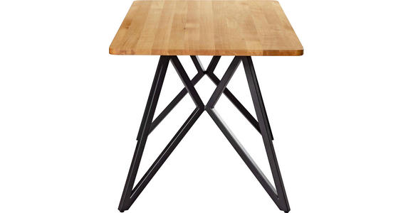 ESSTISCH Eiche vollmassiv - Schwarz, KONVENTIONELL, Holz/Metall (140/80/76cm) - Novel