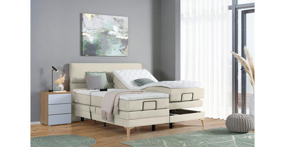 BOXSPRINGBETT 200/200 cm in Hellgrau - Eichefarben/Hellgrau, KONVENTIONELL, Holz/Textil (200/200cm) - Voleo