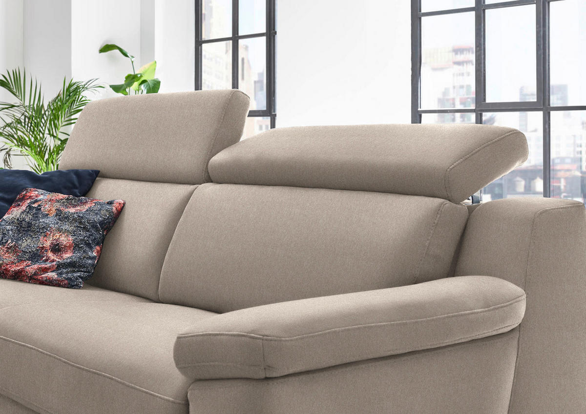 3-SITZER-SOFA in Chenille Greige  - Greige/Schwarz, Design, Textil/Metall (230/104/104cm) - Valdera