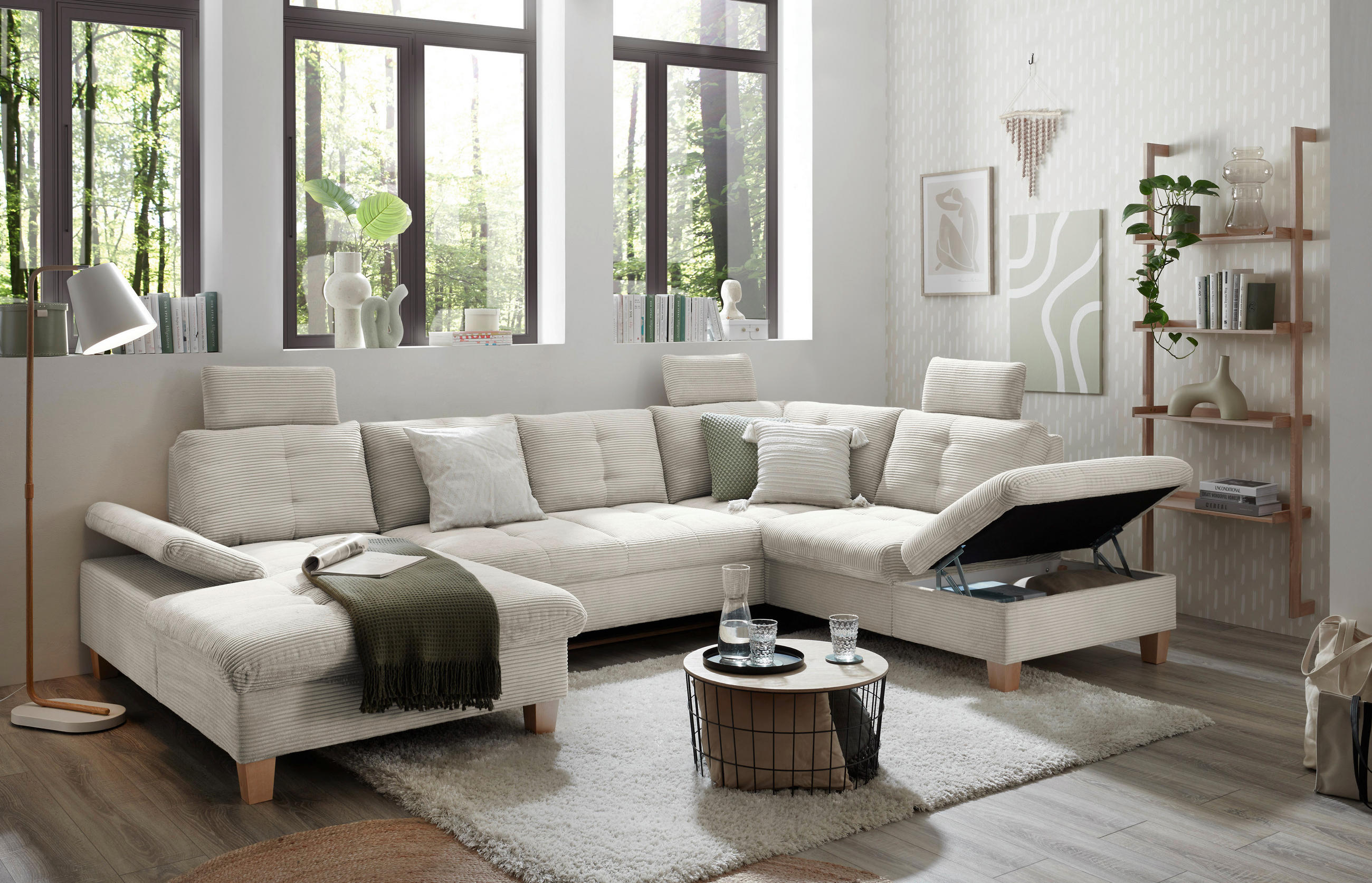 SOFFA i manchester beige  - beige/ekfärgad, Klassisk, trä/textil (170/324/220cm) - MID.YOU