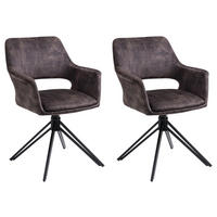 ARMLEHNSTUHL-SET Samt Anthrazit, Schwarz  - Anthrazit/Schwarz, KONVENTIONELL, Textil/Metall (57/84/61cm) - MID.YOU