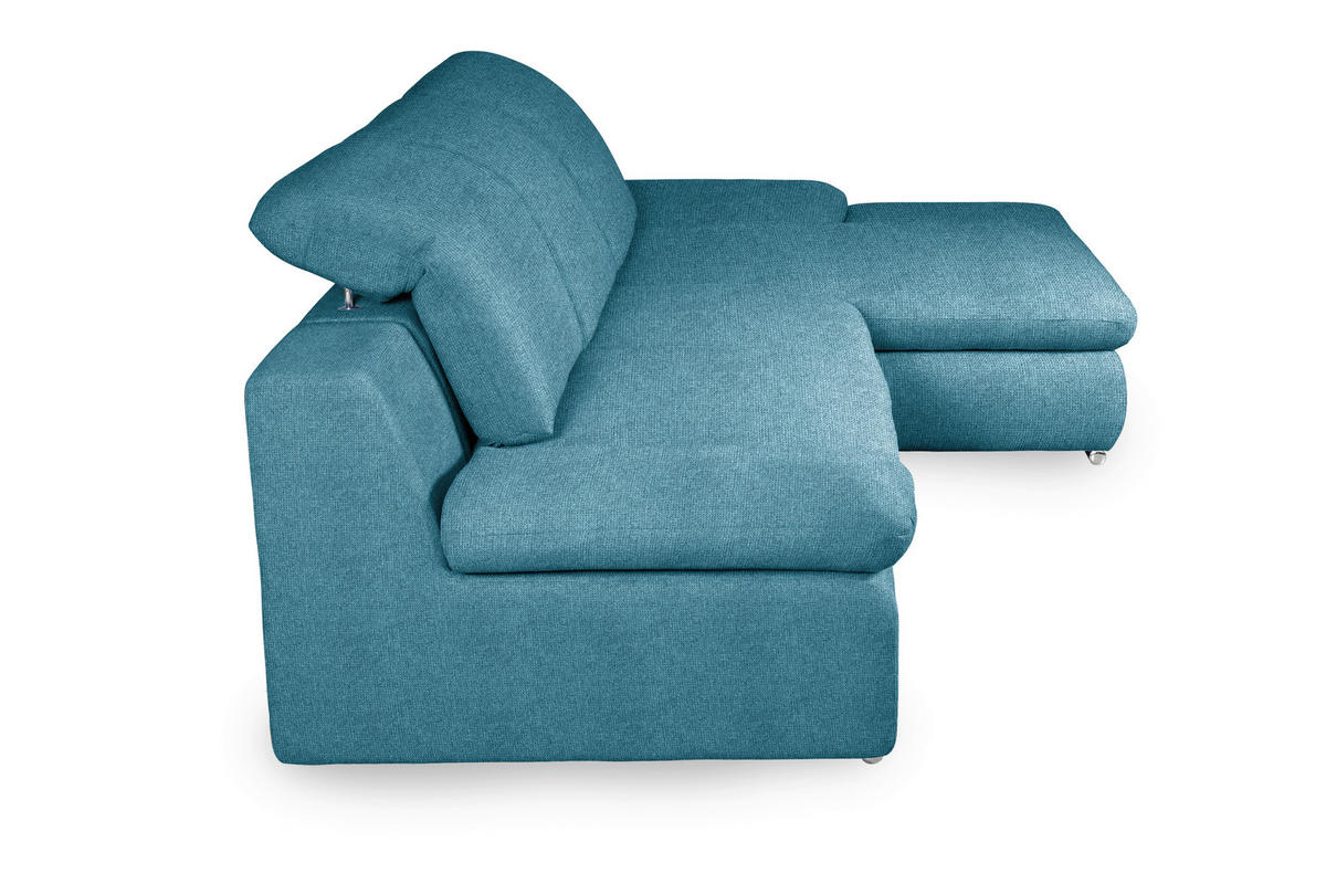 ECKSOFA in Chenille Blau  - Chromfarben/Blau, Design, Textil/Metall (286/165cm) - Livetastic