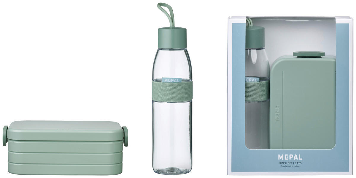 PAUSENSET - Salbeigrün, KONVENTIONELL, Kunststoff (24/19,3/6,5cm) - Mepal