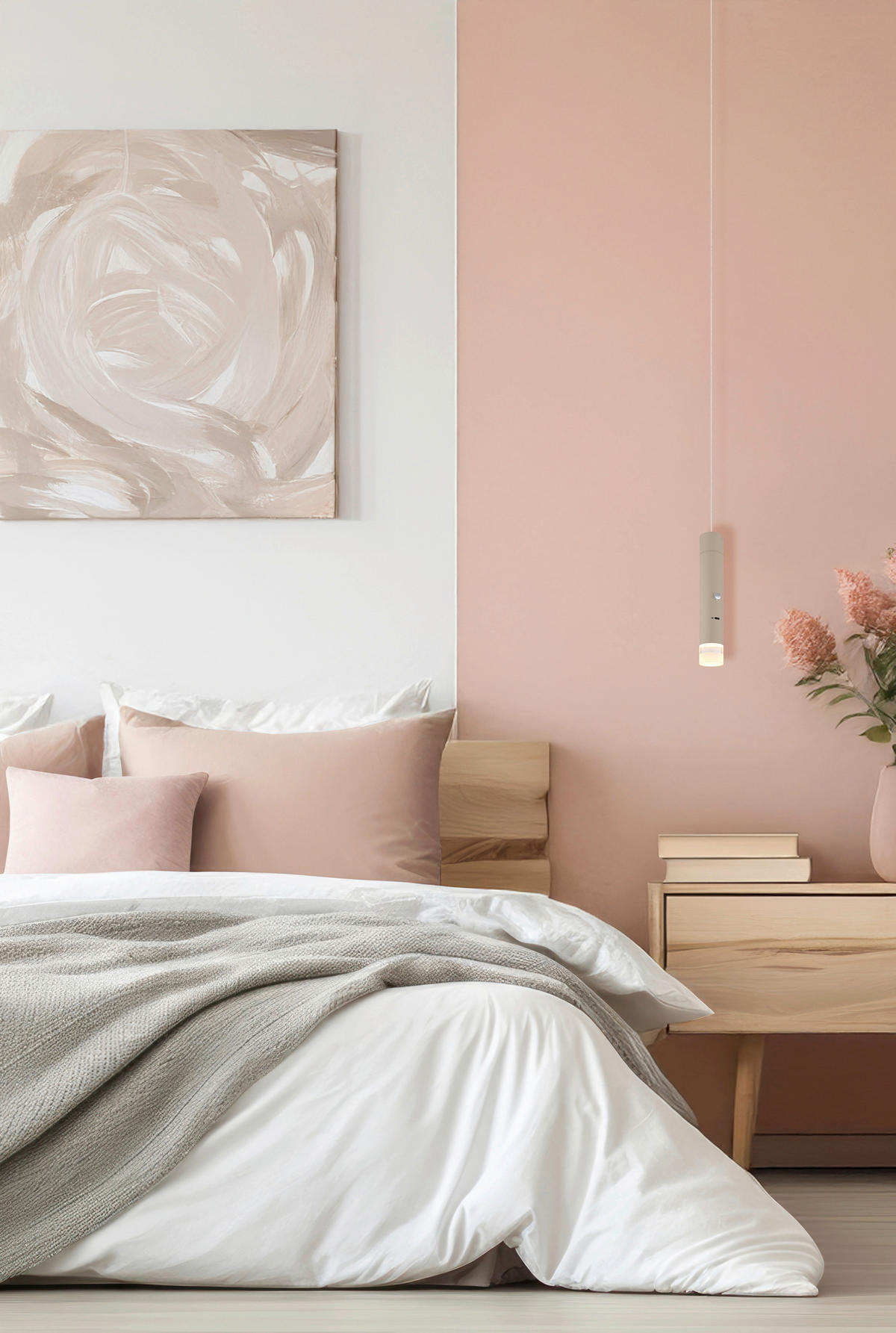 AKKU-LED-HÄNGELEUCHTE Nowa 3,8/120 cm   - Sandfarben/Klar, Basics, Kunststoff/Metall (3,8/120cm) - Novel