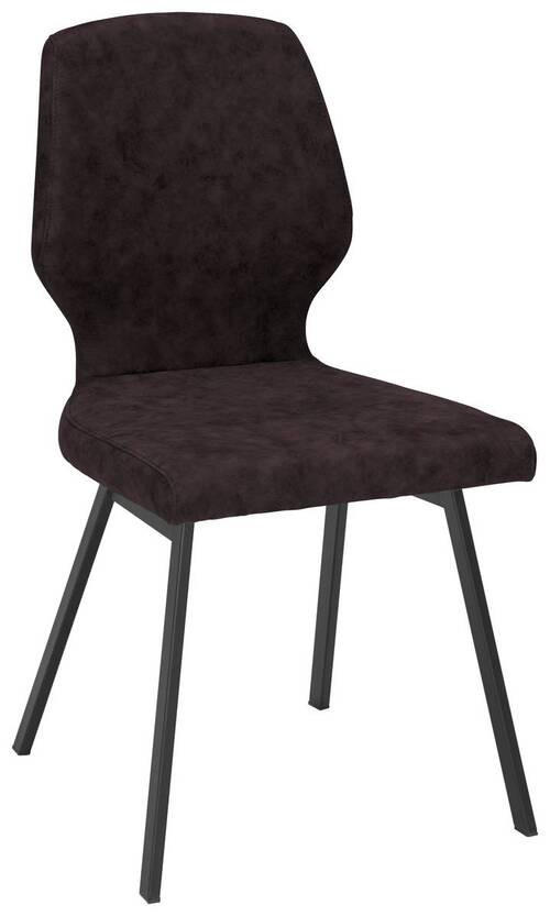 STUHL  in Eisen Mikrofaser Metall, Textil  - Dunkelbraun/Schwarz, MODERN, Textil/Metall (46/91/61cm) - Venda