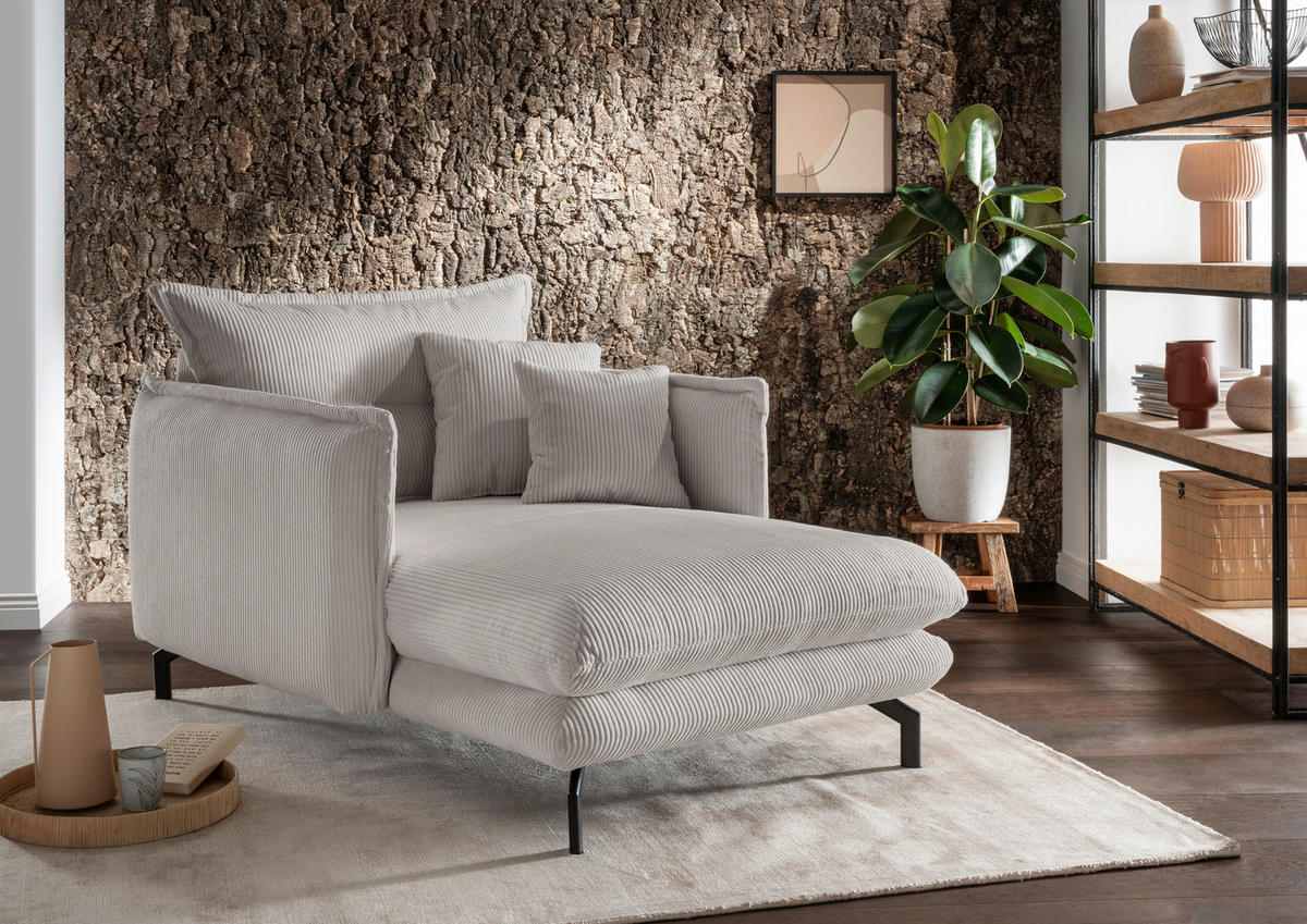XXL-SESSEL Cord Silberfarben    - Silberfarben/Schwarz, MODERN, Textil/Metall (111/101/167cm) - Livetastic