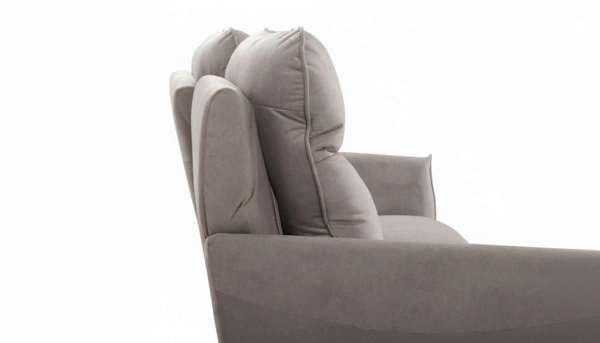 3-SITZER-SOFA  in Mikrofaser Taupe Skandinavisch, Modern  - Taupe/Buchefarben, Design, Holz/Textil (202/110/92cm) - Livetastic