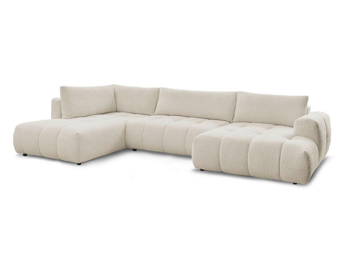 WOHNLANDSCHAFT  FUJI  Beige Bouclé  - Beige/Schwarz, MODERN, Kunststoff/Textil (204/377/160cm)