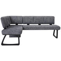 ECKBANK 155/208 cm Flachgewebe Dunkelgrau Eiche massiv   - Dunkelgrau/Schwarz, KONVENTIONELL, Holz/Textil (155/208cm) - Venda