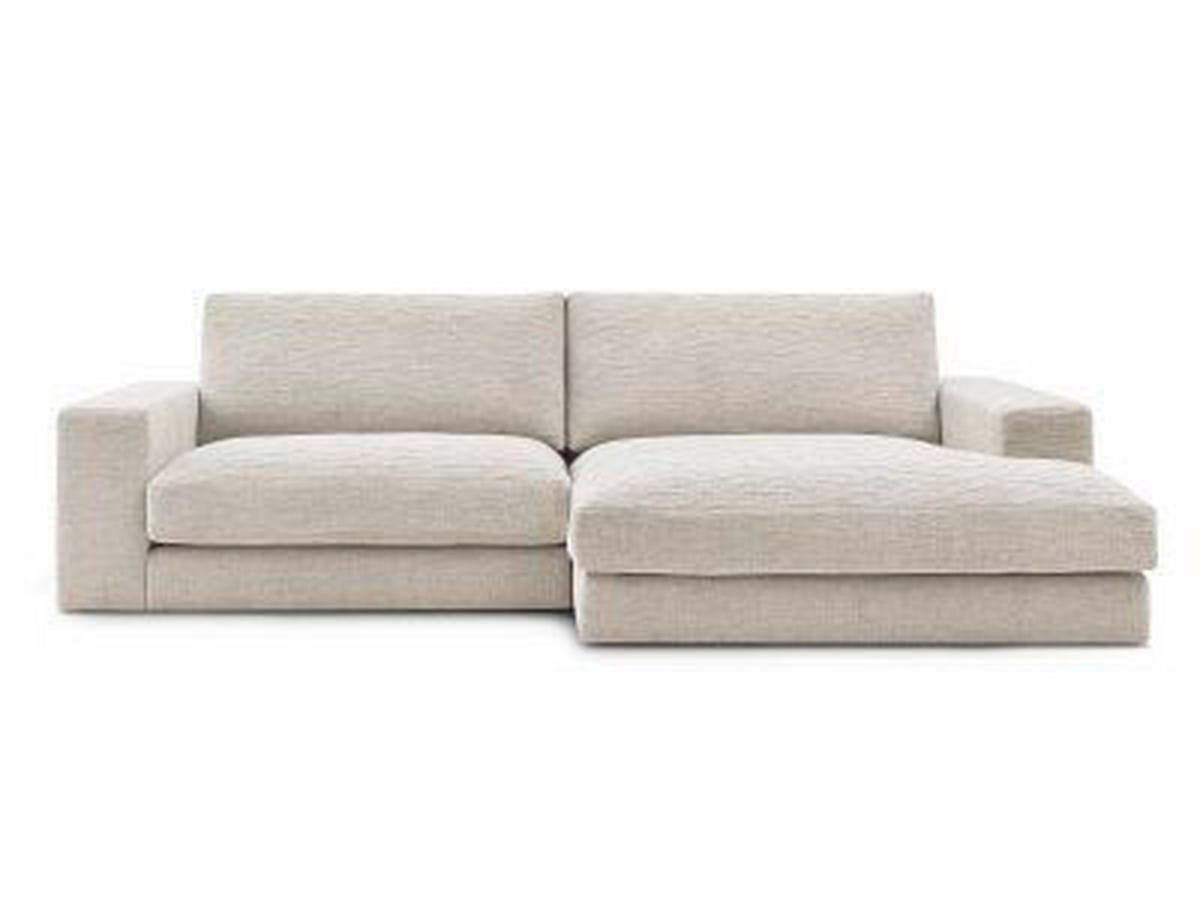 ECKSOFA Ottomane rechts  LEONARD Beige Struktur  - Beige/Schwarz, MODERN, Kunststoff/Textil (234/159cm)