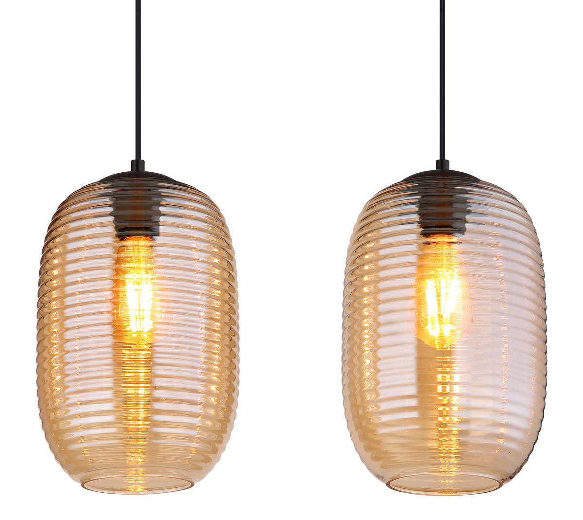 HÄNGELEUCHTE 109/20/120 cm    - Bernsteinfarben/Schwarz, Basics, Glas/Kunststoff (109/20/120cm) - Globo