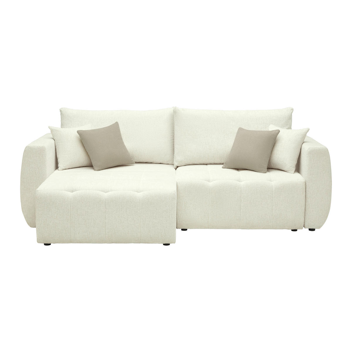 SCHLAFSOFA in Chenille, Jacquard Beige  - Beige/Schwarz, Kunststoff/Textil (245/74-90/104cm) - MID.YOU