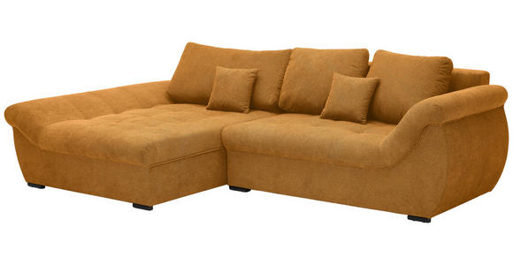 ECKSOFA Senfgelb Flachgewebe - Senfgelb/Schwarz, Design, Kunststoff/Textil (175/278cm) - Xora