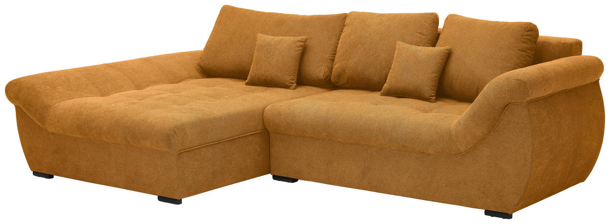 ECKSOFA Senfgelb Flachgewebe  - Senfgelb/Schwarz, Design, Kunststoff/Textil (175/278cm) - Xora
