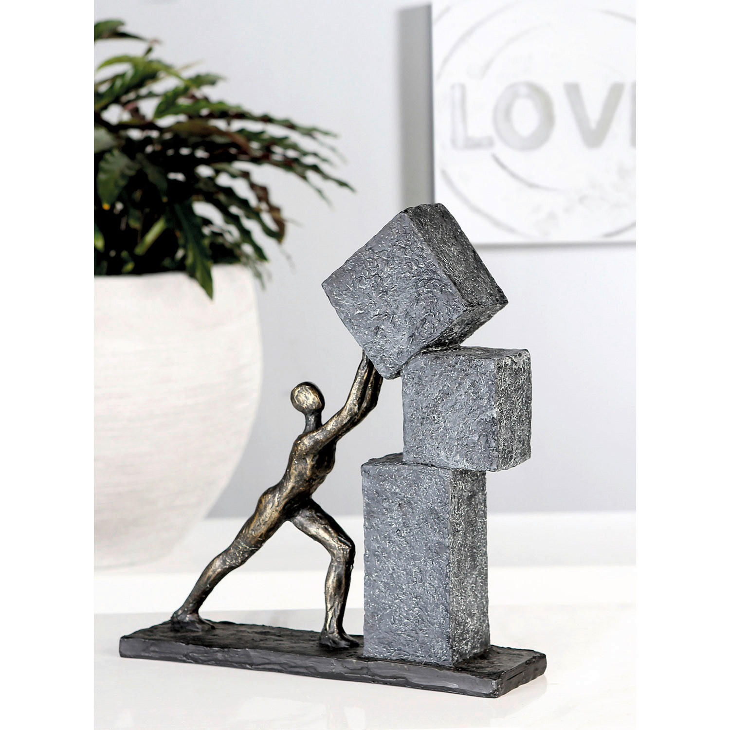SKULPTUR - Silberfarben/Grau, Basics, Kunststoff (28/30,5/7cm)