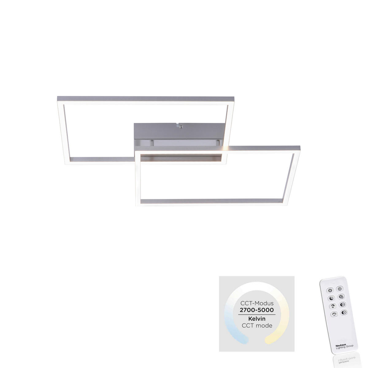LED-DECKENLEUCHTE Iven 75,5/56,2/7 cm   - Chromfarben/Alufarben, Design, Kunststoff/Metall (75,5/56,2/7cm)