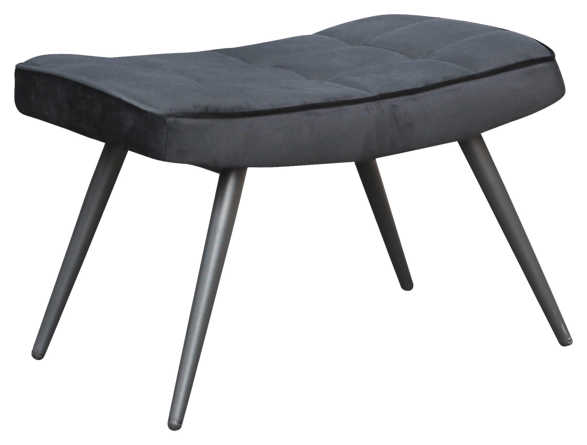 HOCKER Samt Schwarz  - Schwarz, MODERN, Textil/Metall (60/39/41cm) - MID.YOU