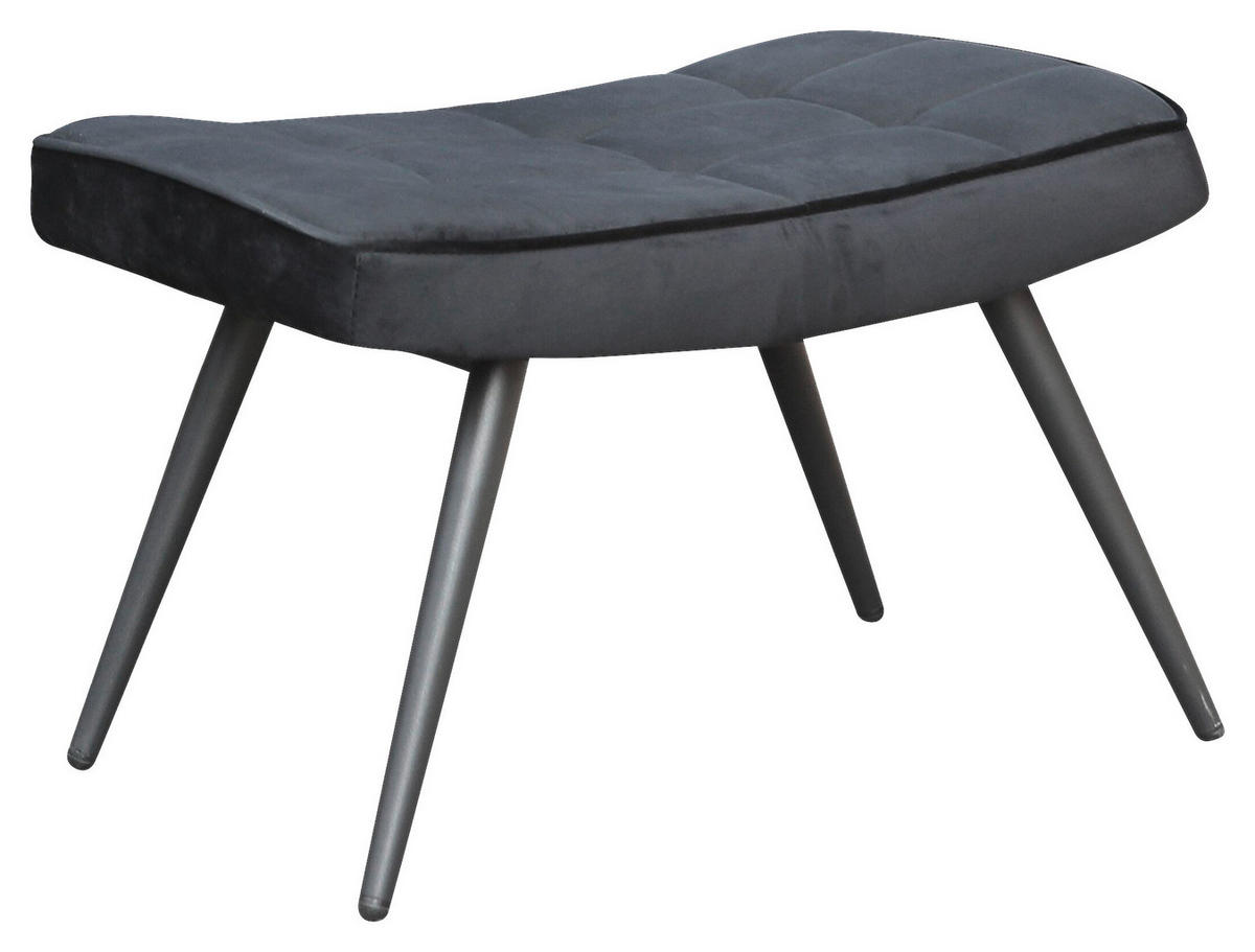 HOCKER Samt Schwarz  - Schwarz, MODERN, Textil/Metall (60/39/41cm) - MID.YOU