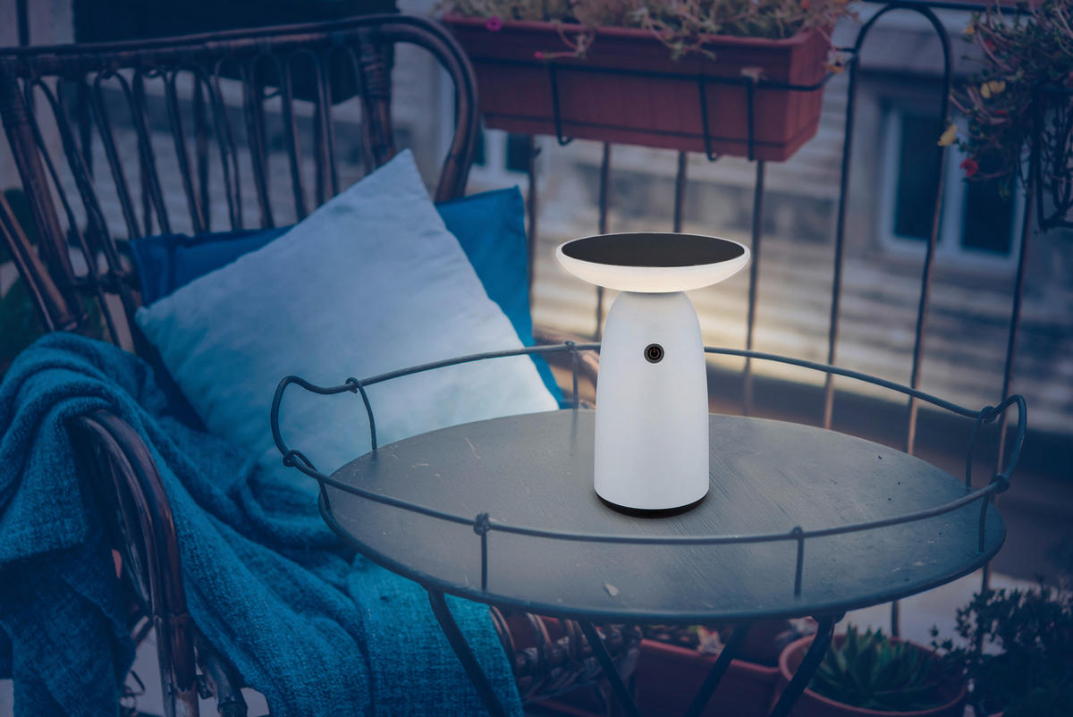 SOLARLEUCHTE  - Opal/Schwarz, Design, Kunststoff/Metall (16/22,5cm) - Globo