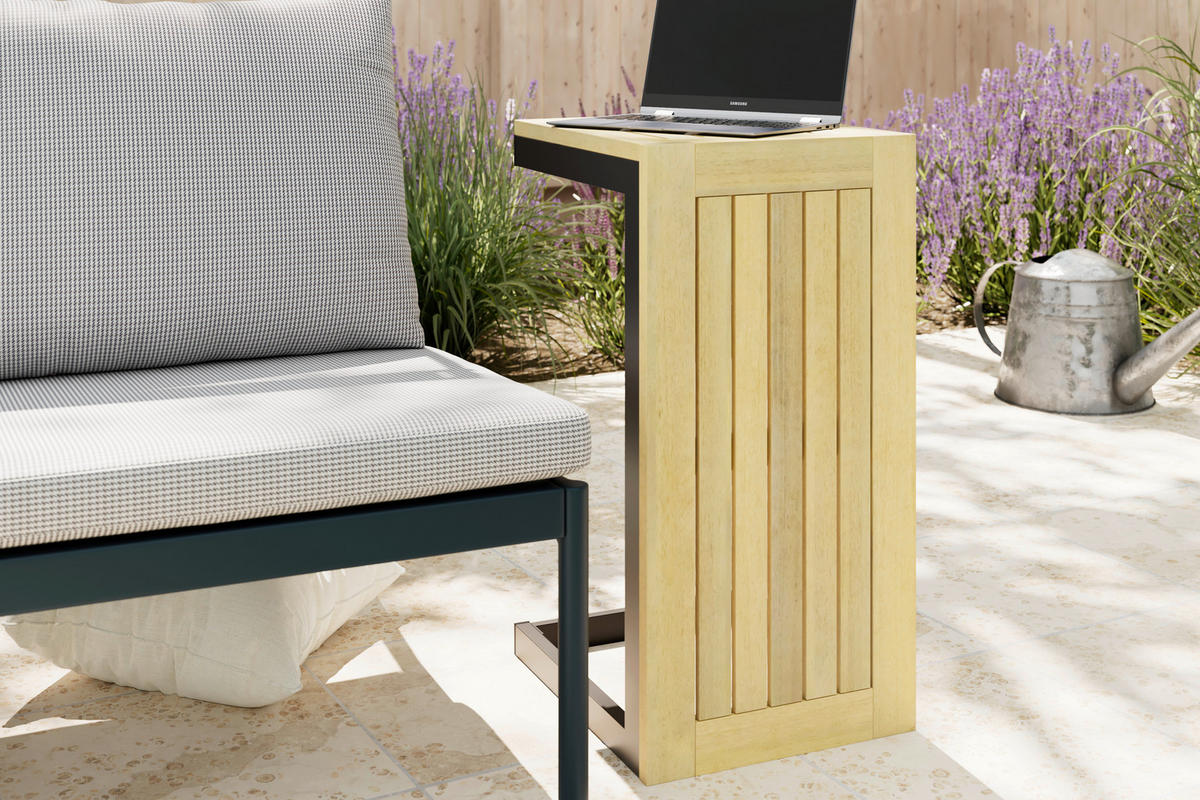 LOUNGETISCH Holz, Metall Akaziefarben rechteckig  - Schwarz/Akaziefarben, Natur, Holz/Metall (35/71/41cm) - Ambia Garden