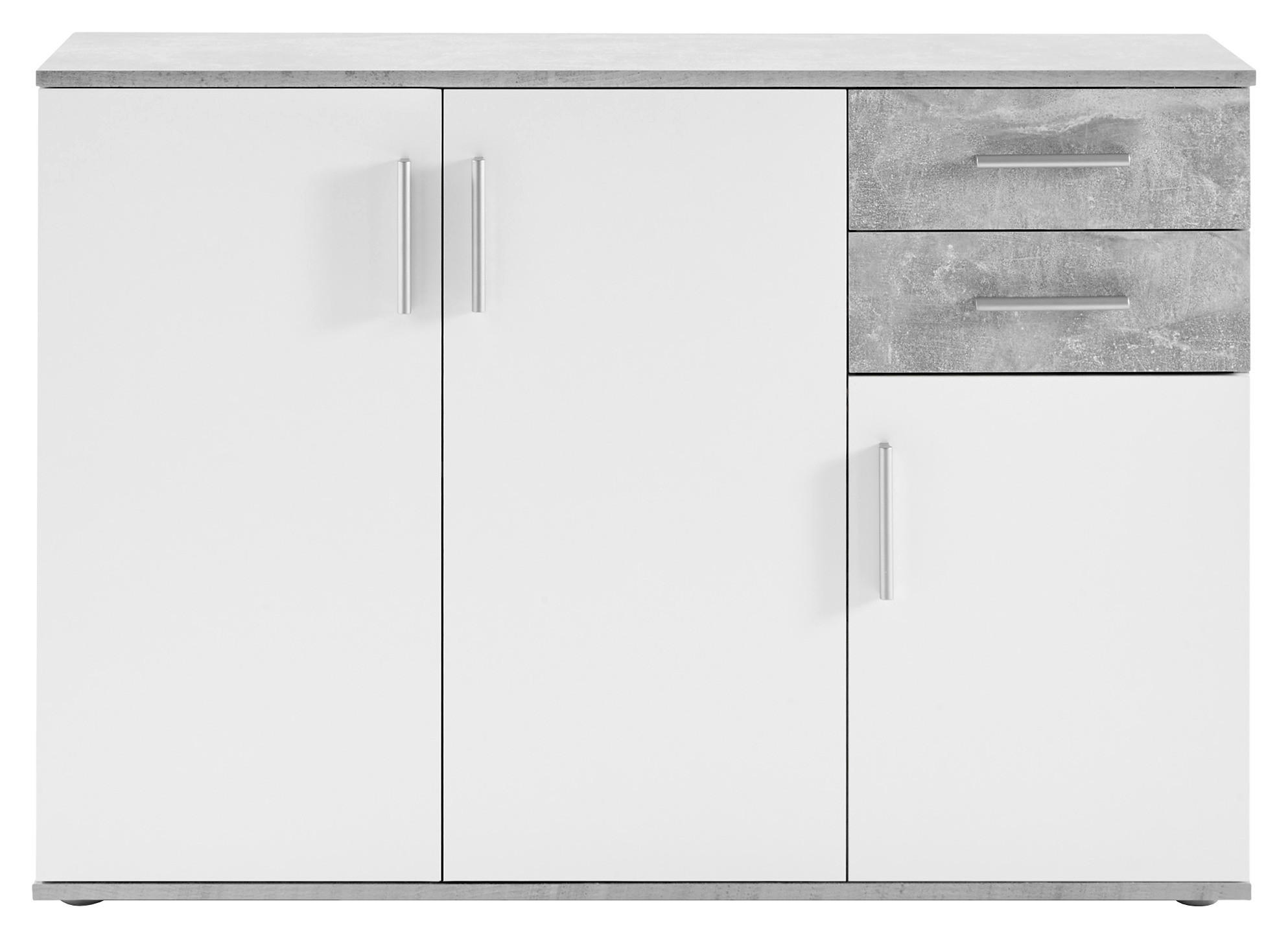 KOMMODE Grau, Weiß  - Silberfarben/Weiß, KONVENTIONELL, Holzwerkstoff/Kunststoff (120/82/35cm) - Carryhome