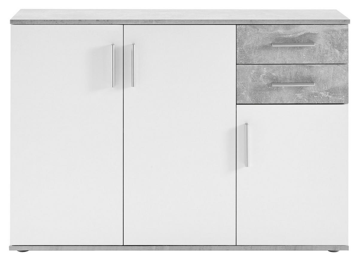 KOMMODE Bobby  in 120/82/35 cm  - Silberfarben/Weiß, KONVENTIONELL, Holzwerkstoff/Kunststoff (120/82/35cm) - Carryhome