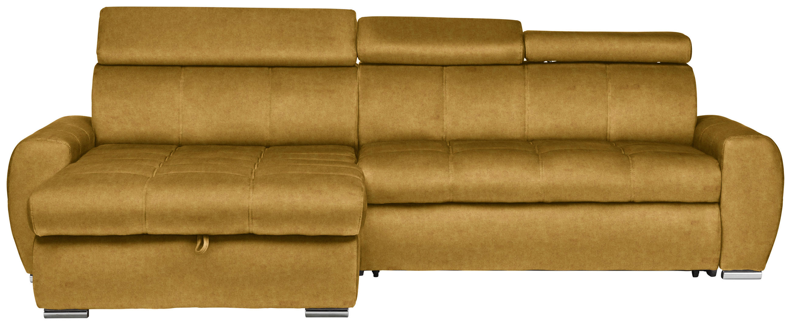 ECKSOFA  in Velours Gelb  173/276 cm  - Chromfarben/Gelb, Design, Kunststoff/Textil (173/276cm) - Stylife