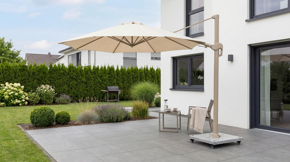 AMPELSCHIRM  350/350 cm  - Champagner, Basics, Textil/Metall (350/350cm) - Tierra Outdoor