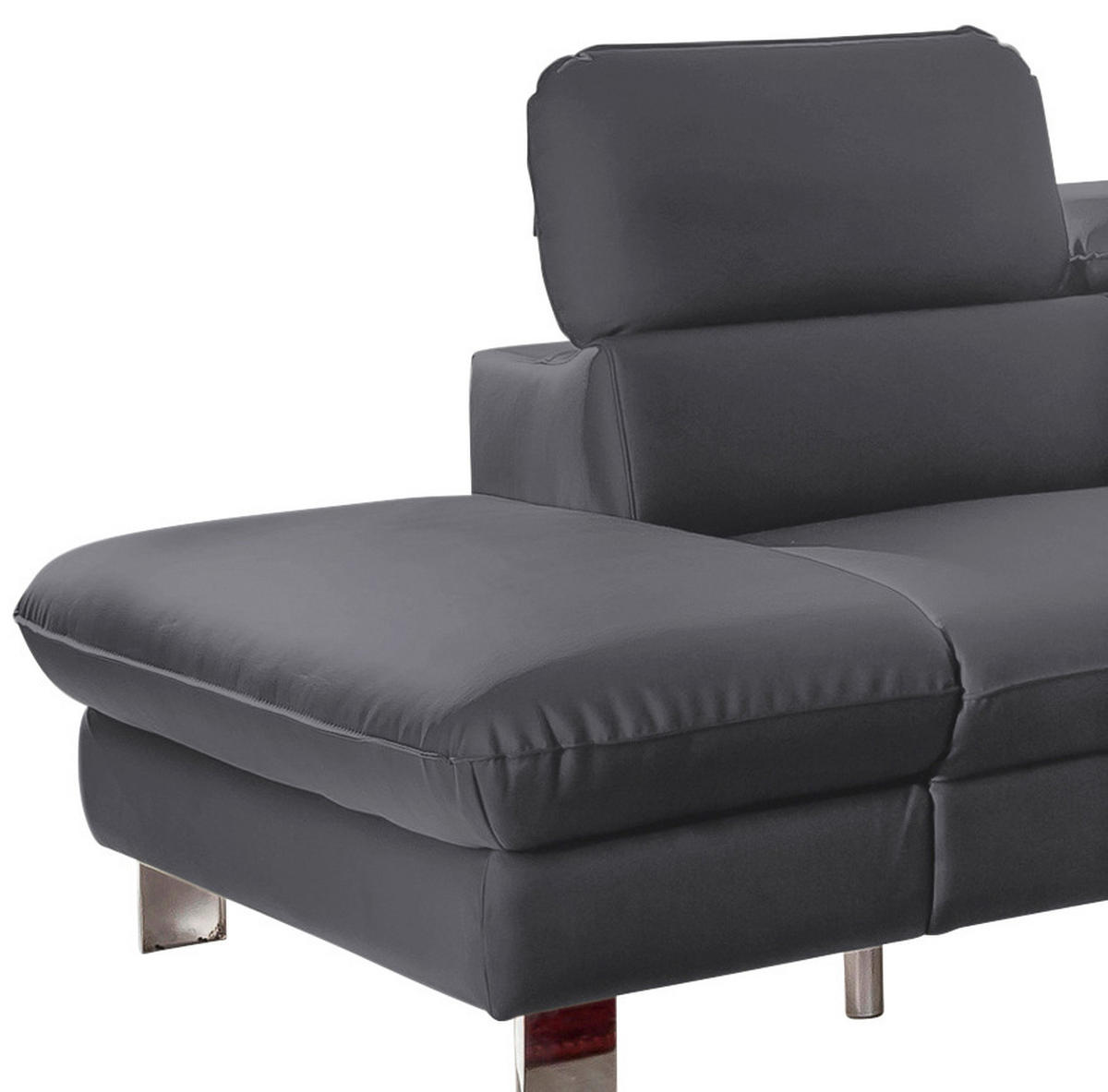 WOHNLANDSCHAFT in Lederlook Fango  - Chromfarben/Fango, Modern, Textil/Metall (214/266cm) - MID.YOU