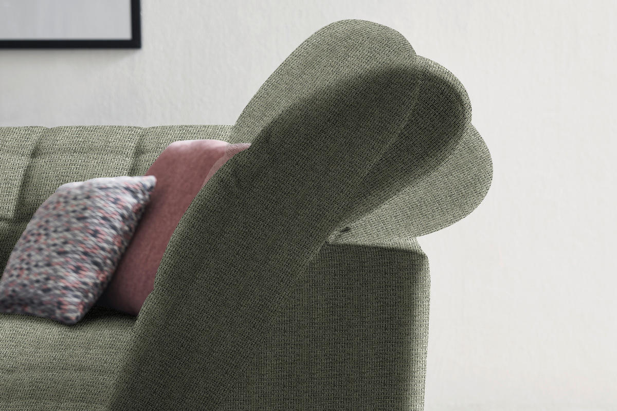 ECKSOFA in Webstoff Grün  302/216 cm  - Schwarz/Grün, Design, Holz/Textil (302/216cm) - Xora