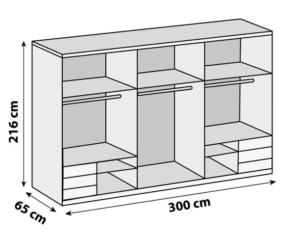 SCHWEBETÜRENSCHRANK in Graphitfarben, Eichefarben - Chromfarben/Eichefarben, Modern, Glas/Holzwerkstoff (300/216/65cm) - MID.YOU