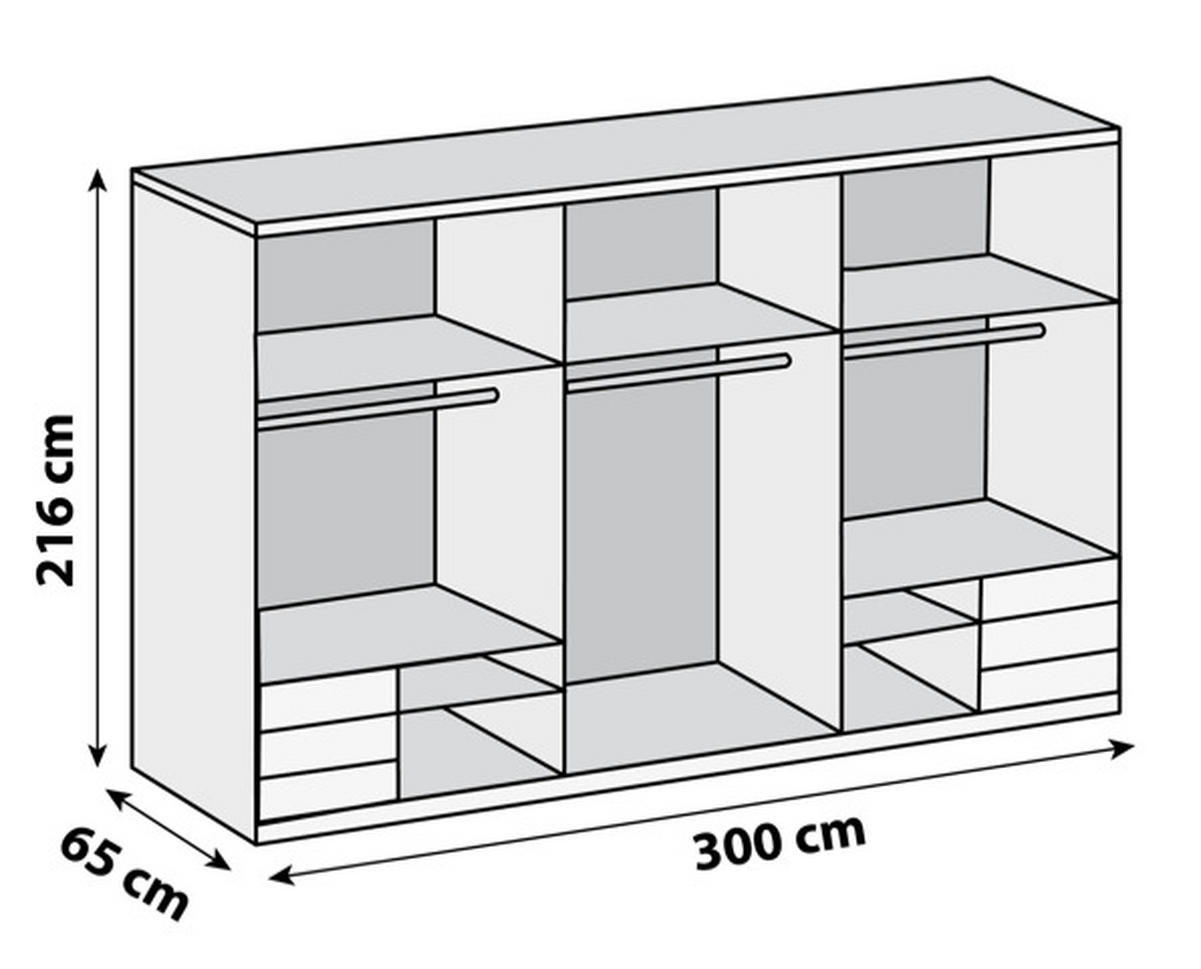 SCHWEBETÜRENSCHRANK  in Eichefarben  - Chromfarben/Eichefarben, MODERN, Glas/Holzwerkstoff (300/216/65cm) - Livetastic