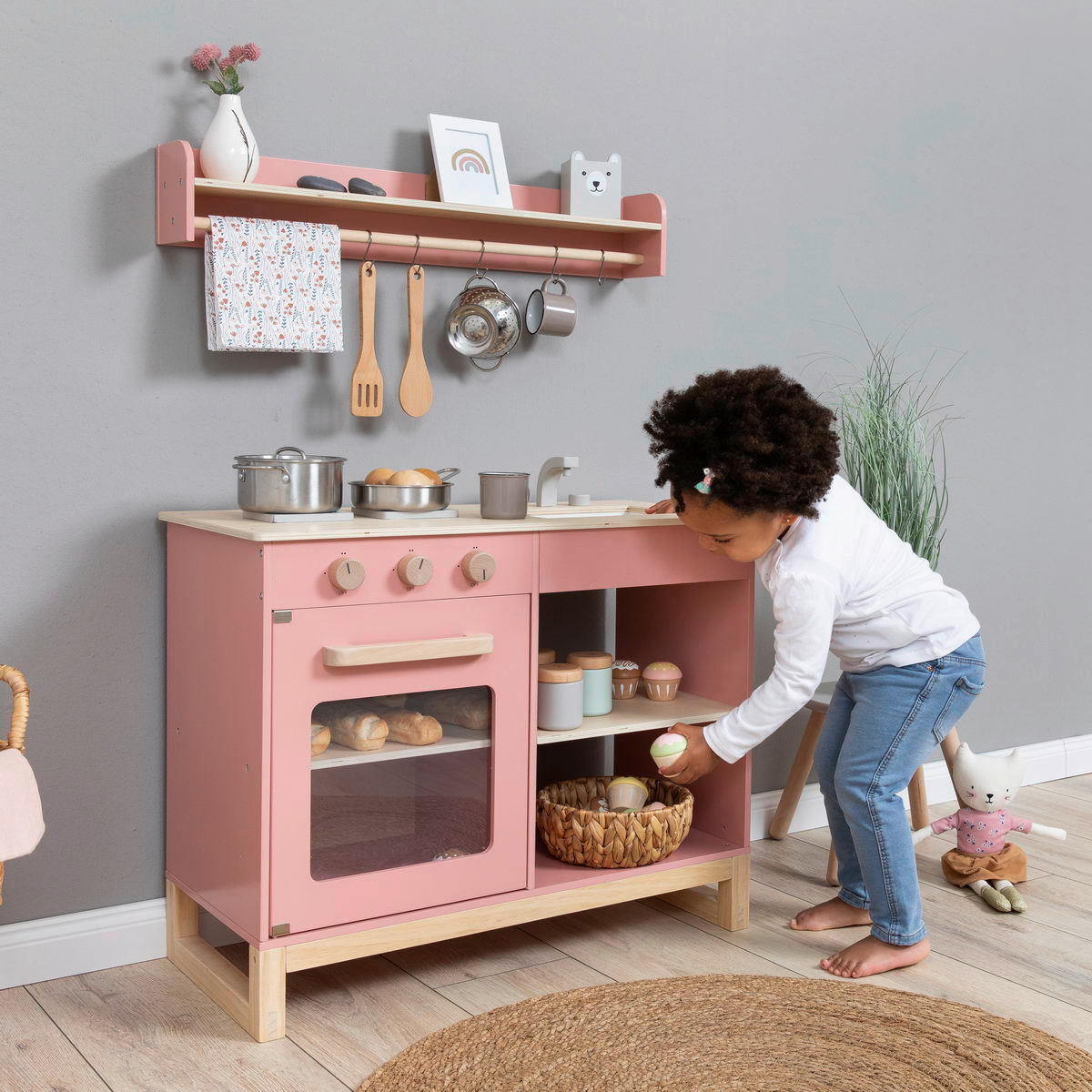 KINDERKÜCHE MAGNOLIA - Altrosa/Naturfarben, Basics, Holz/Holzwerkstoff (68,5/35,8/62cm) - MUSTERKIND