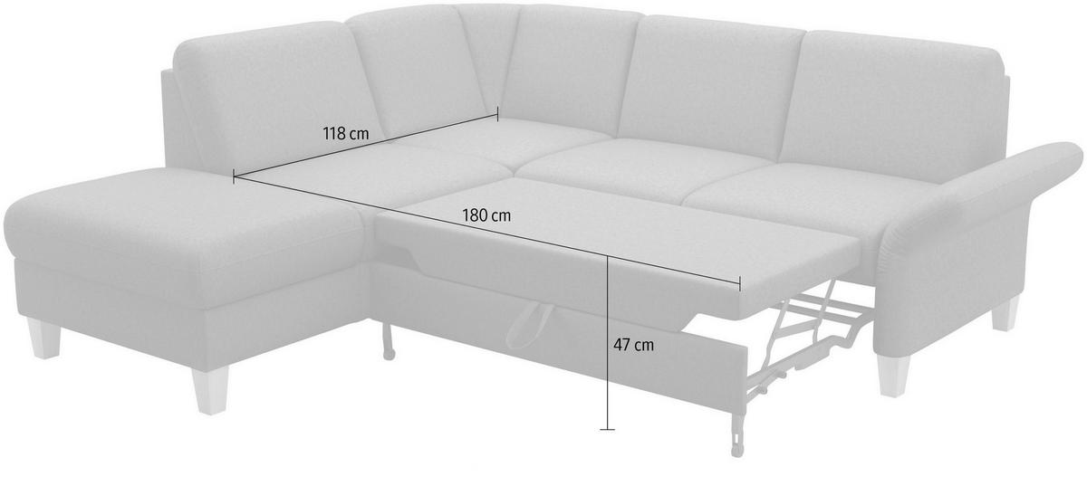 ECKSOFA ROCHELLE E Grau Flachgewebe  - Eichefarben/Grau, KONVENTIONELL, Holz/Textil (216/240cm) - Sit & More