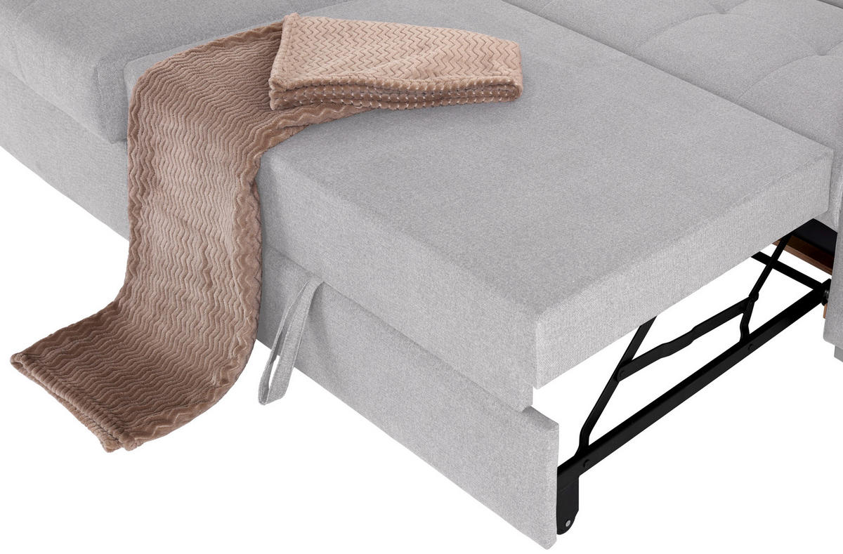 ECKSOFA in Velours Silberfarben  - Silberfarben, Design, Holz/Textil (183/292cm) - Livetastic