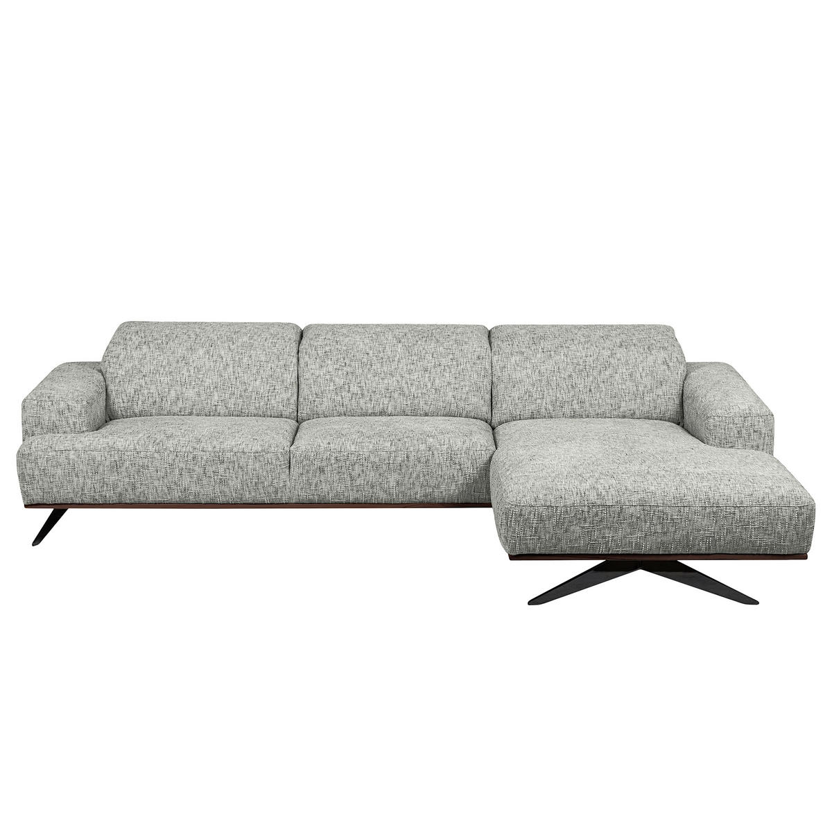 ECKSOFA PORTLAND in Struktur Grau Kopfteilverstellung  295/187 cm  - Schwarz/Grau, Design, Holz/Textil (295/187cm) - Livetastic