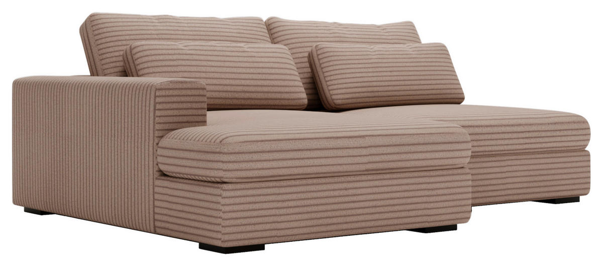 ECKSOFA in Cord Hellbraun  - Hellbraun/Schwarz, Design, Kunststoff/Textil (158/223cm) - Lomoco