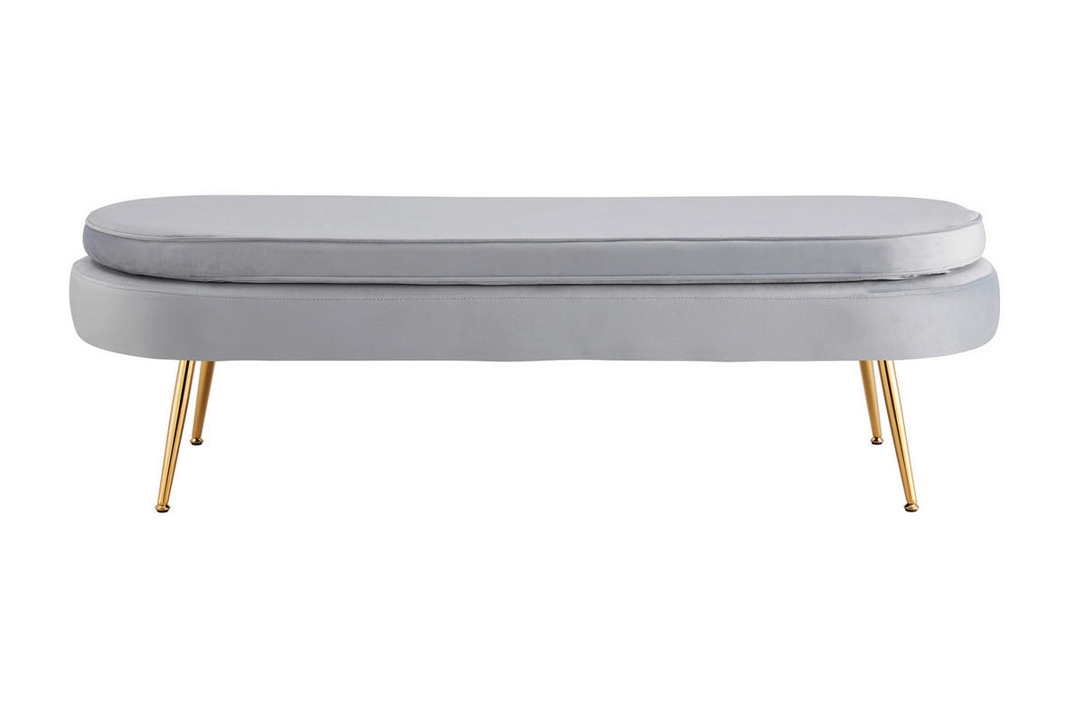 HOCKER in Textil Hellgrau  - Goldfarben/Hellgrau, MODERN, Textil/Metall (142/41/45cm) - Livetastic