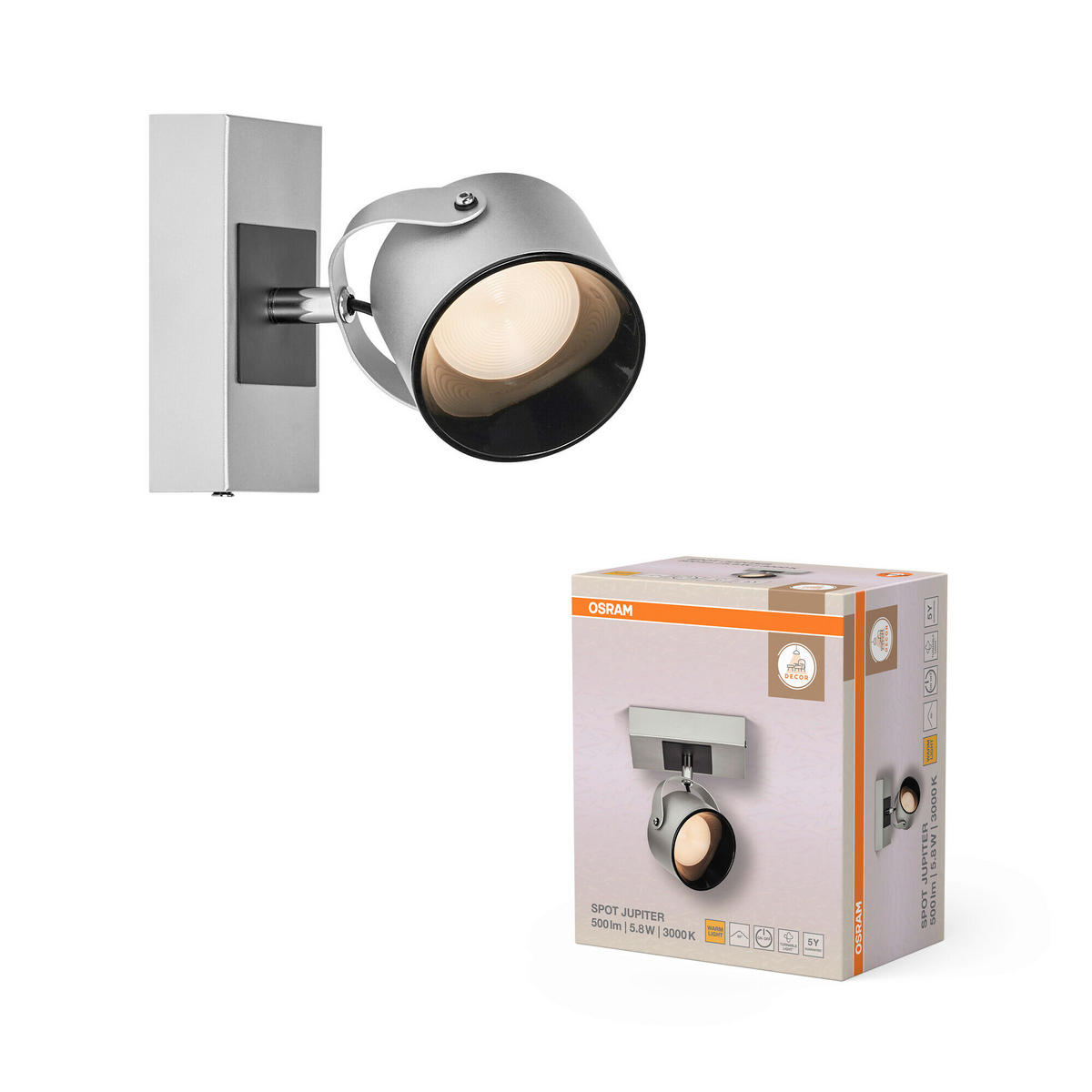 LED-STRAHLER 13/15,5/8 cm   - Silberfarben, Design, Kunststoff/Metall (13/15,5/8cm) - Osram