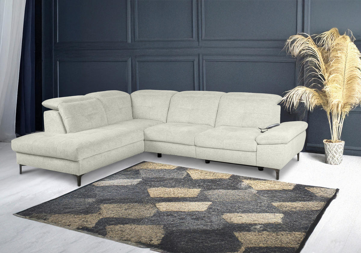 ECKSOFA Naturfarben Webstoff  - Schwarz/Naturfarben, KONVENTIONELL, Textil/Metall (225/288cm) - Carryhome