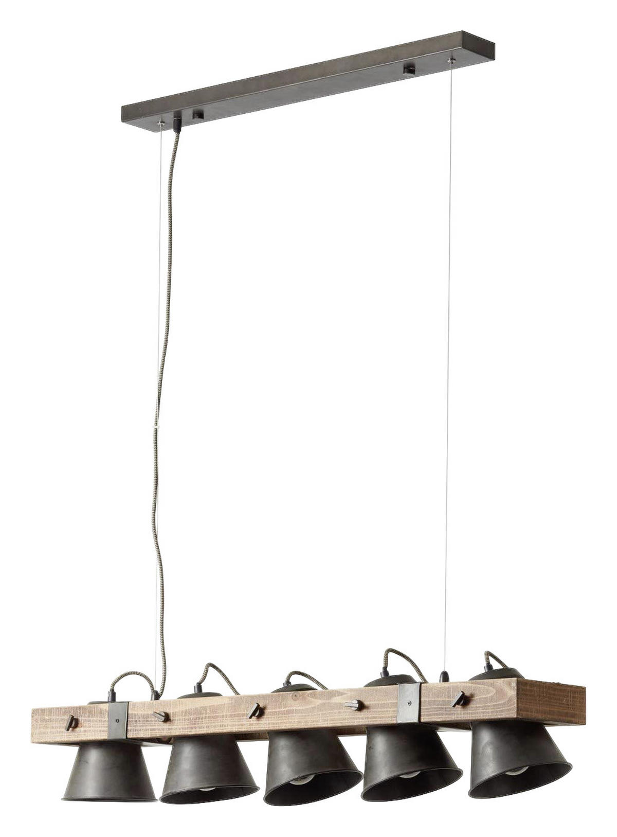 HÄNGELEUCHTE 95/20/115 cm    - Schwarz, Natur, Holz/Metall (95/20/115cm) - Brilliant