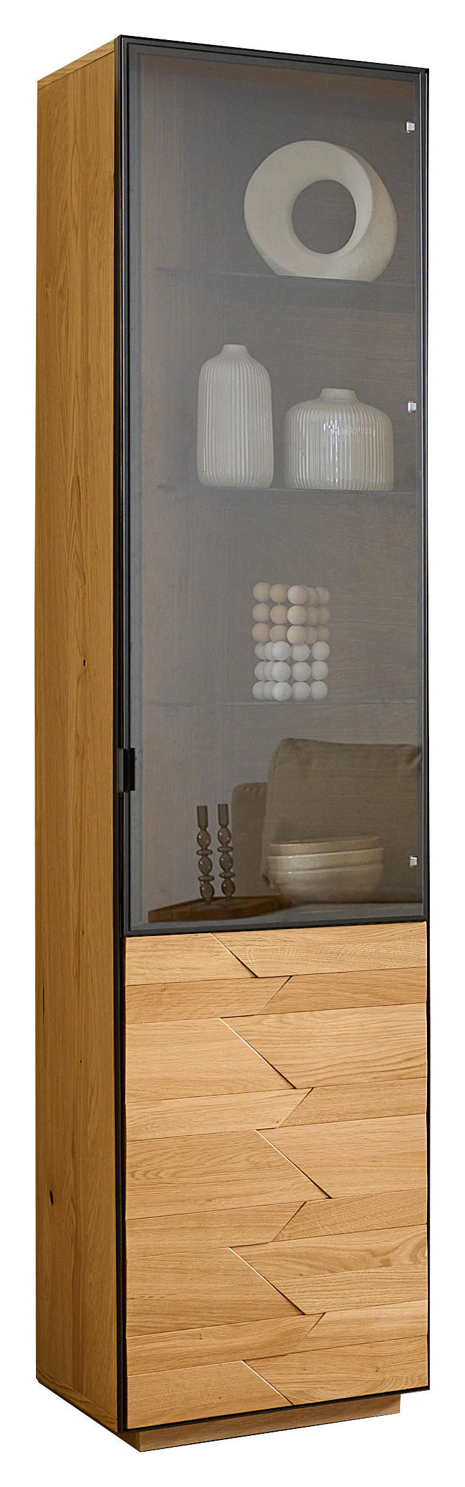 VITRINE Wildeiche  45/199/42 cm  - Wildeiche/Schwarz, Natur, Glas/Holz (45/199/42cm) - Linea Natura